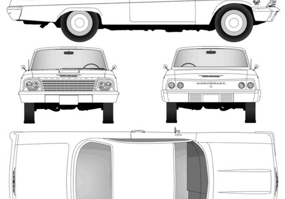 Chevrolet Bel Air 409 (1962) (Шевроле Бел Эир 409 (1962)) - чертежи (рисунки) автомобиля